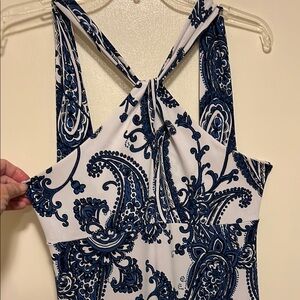 MICHAEL by Michael Kors Elegant Blue and White Paisley Women's Halter dress